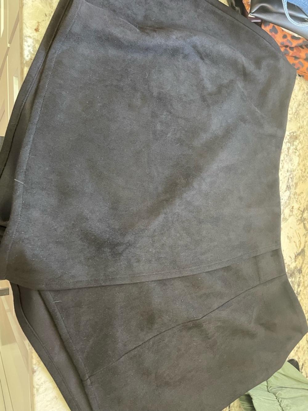 ARULA Black Sleek suede Stretch Mini Skirt